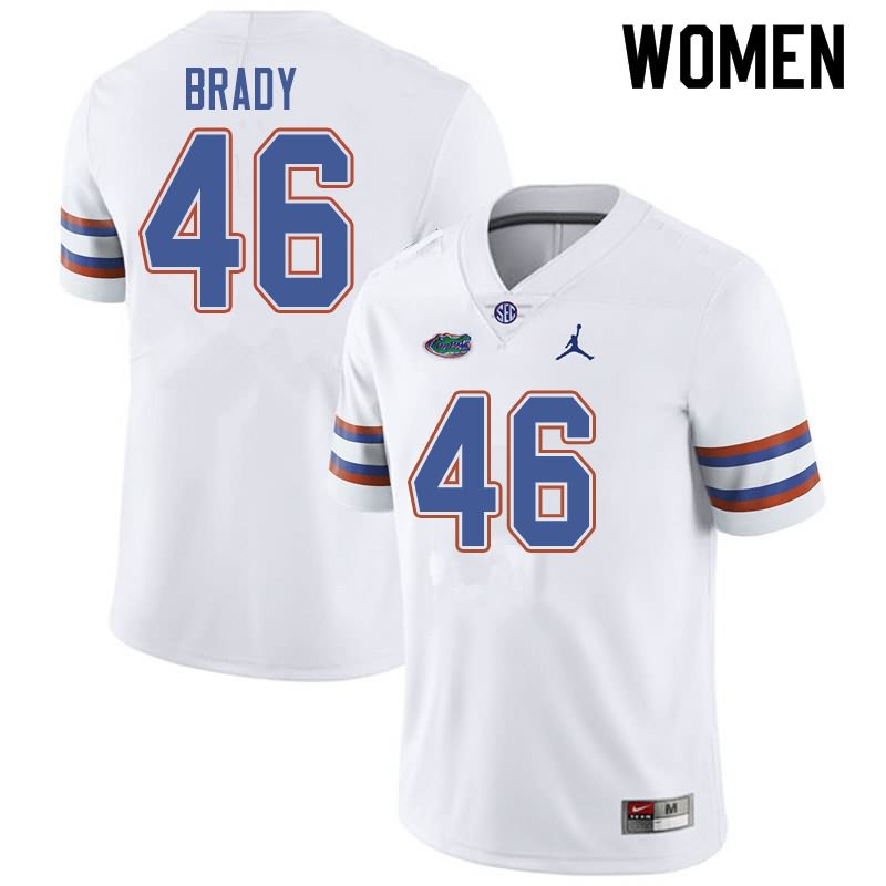 NCAA Florida Gators John Brady Women's #46 Jordan Brand White Stitched Authentic College Football Jersey EAI6764XQ